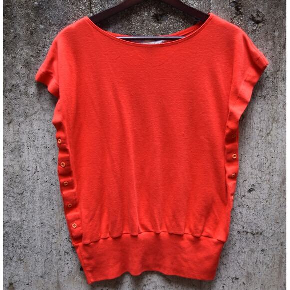 Diane von Furstenberg Red Button-Side Knit Top Women’s Size L - Picture 1 of 5